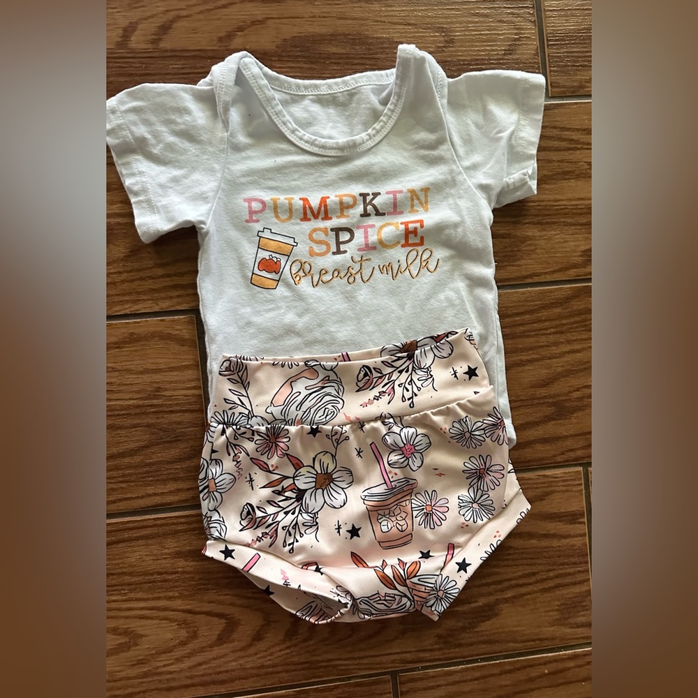 Pumpkin Spice Baby Outfit - White and Pink